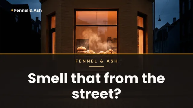 Fennel & Ash ad for Google YouTube thumbnail (16:9), interrogative framing: "Smell that from the street?"