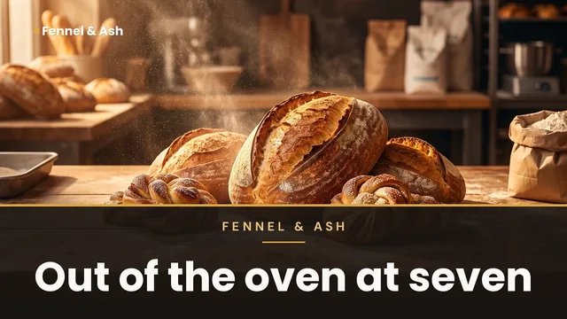 Fennel & Ash ad for X Feed image (16:9), positive framing: "Out of the oven at seven"