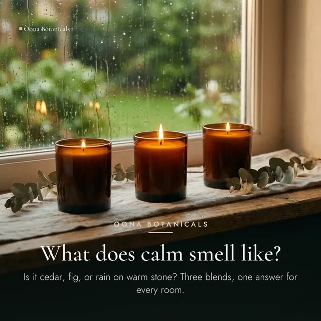 Oona Botanicals ad for Google Responsive Display (square) (1:1), interrogative framing: "What does calm smell like?"