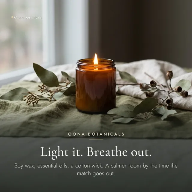 Oona Botanicals ad for Google Responsive Display (square) (1:1), positive framing: "Light it. Breathe out."