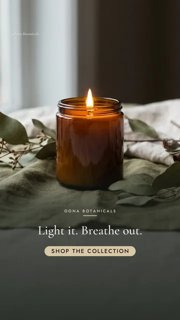 Oona Botanicals ad for TikTok In-feed (9:16), positive framing: "Light it. Breathe out.", call to action "Shop the collection"