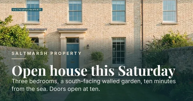 Saltmarsh Property ad for Google Responsive Display (landscape) (1.91:1), positive framing: "Open house this Saturday"
