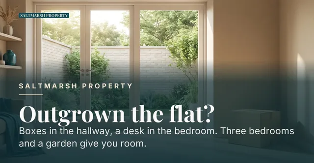 Saltmarsh Property ad for LinkedIn Single image (1.91:1), negative framing: "Outgrown the flat?"