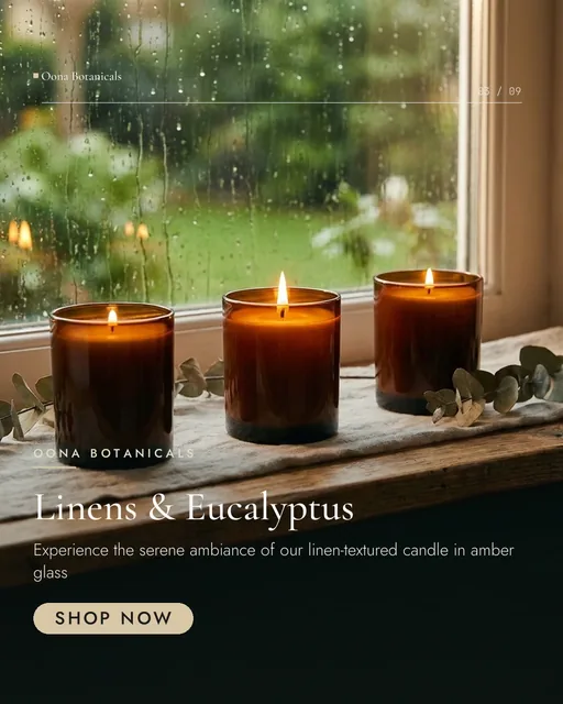 Oona Botanicals social kit plate plate-03, Meta Feed vertical (4:5), Photo report style: "Linens & Eucalyptus"