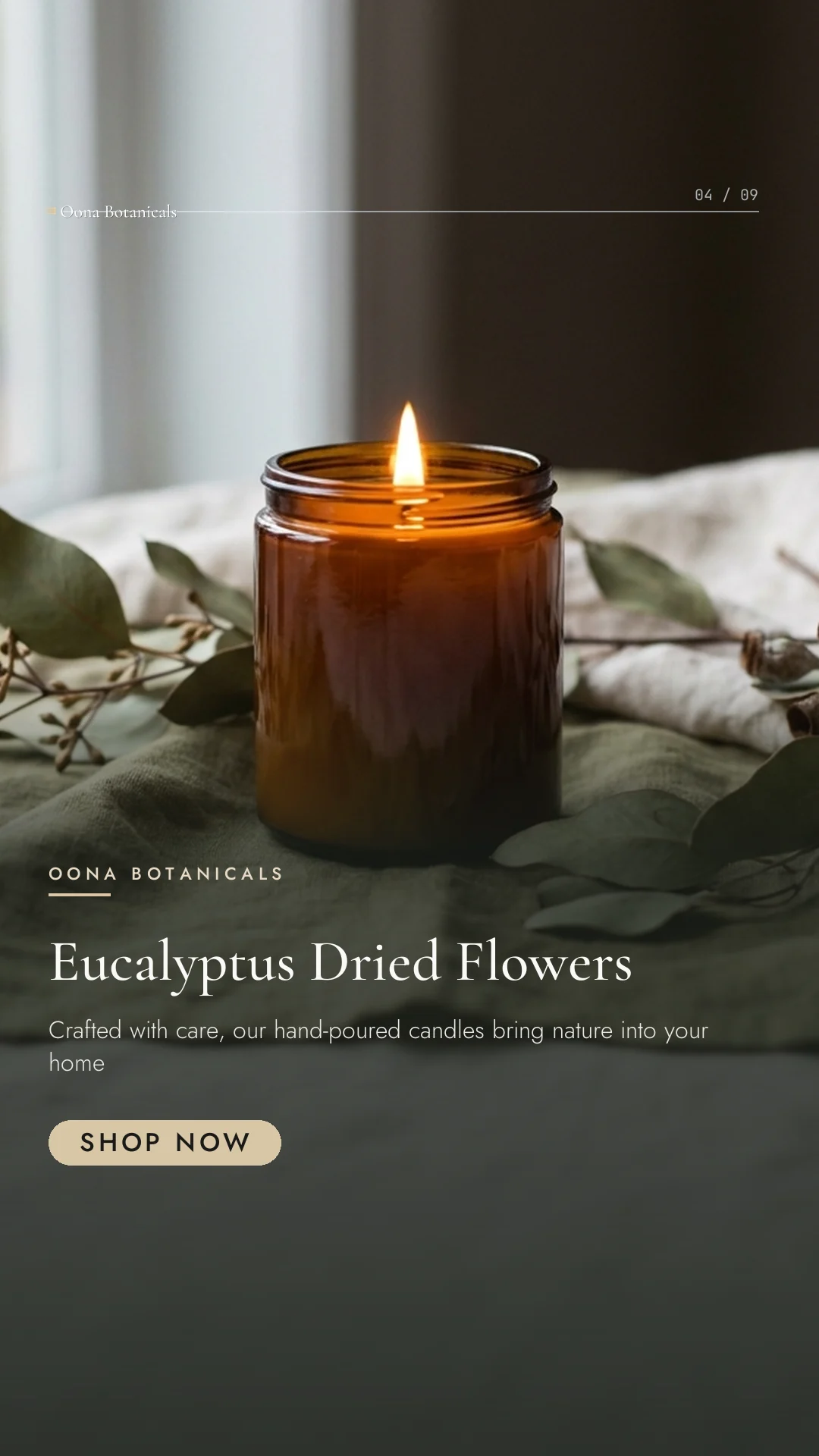 Oona Botanicals social kit plate plate-04, Meta Story / Reel (9:16), Photo report style: "Eucalyptus Dried Flowers"
